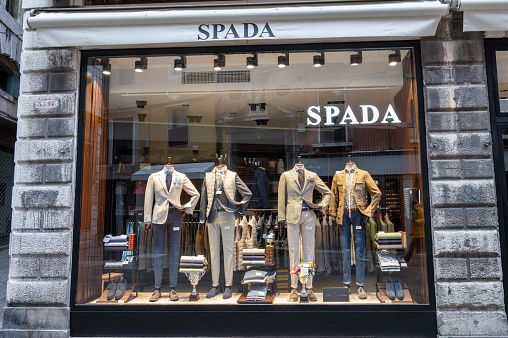 Venice, Italy- Feb 27, 2023: The front of Spada store in Venice Italy.