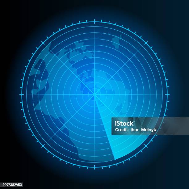 Bluethe Ratar Blue Radar Screen Stock Illustration - Download Image Now - Aiming ...
