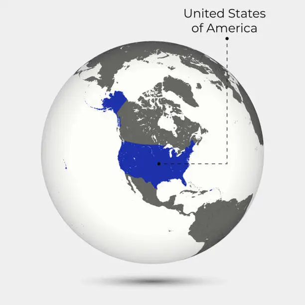 Vector illustration of Map of USA with Position on the Globe