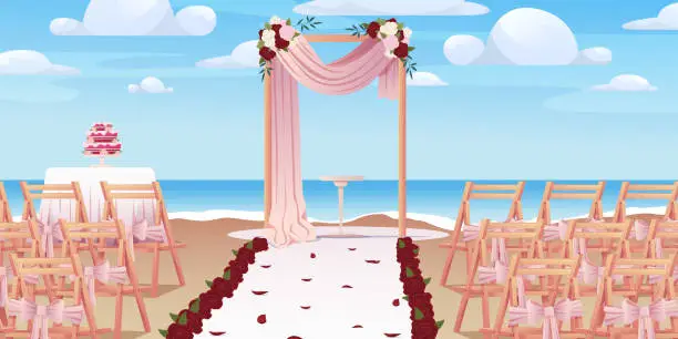 Vector illustration of Wedding ceremony outdoor setup