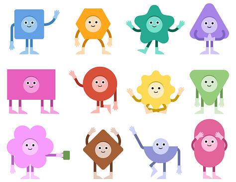 Random Shape Characters Geometric Shapes Characters Stock Illustration - Download Image Now ...