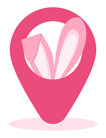 Pink Easter pin pointer with bunny ears for marking events on the map.