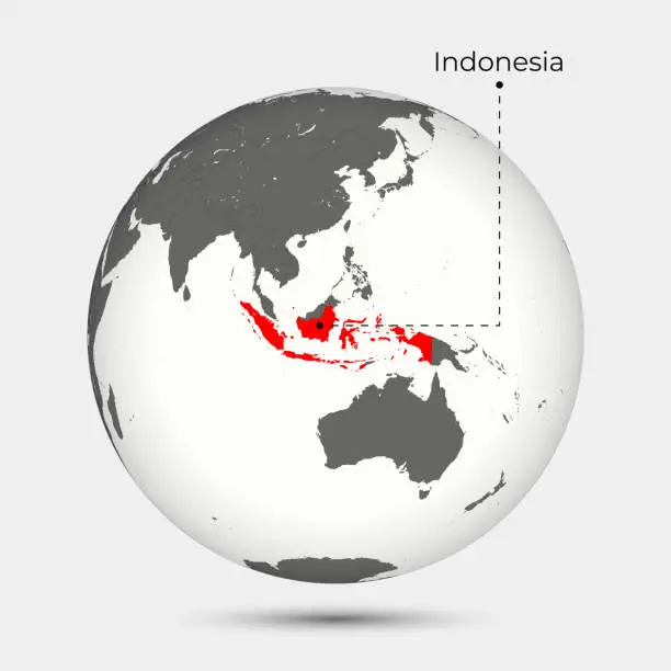 Vector illustration of Map of Indonesia with Position on the Globe
