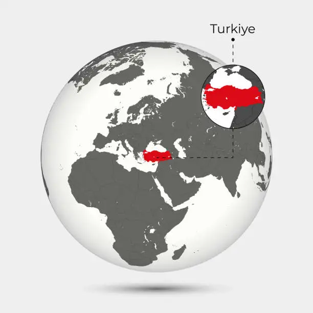 Vector illustration of Map of Turkey with Position on the Globe