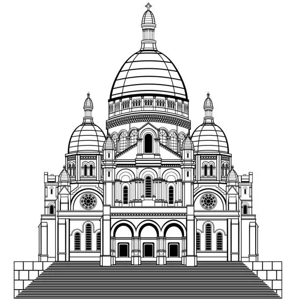 Vector illustration of Sacre Coeur Cathedral in Paris
