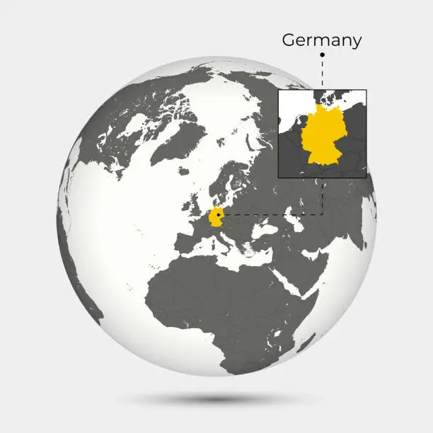 Vector illustration of Map of Germany with Position on the Globe