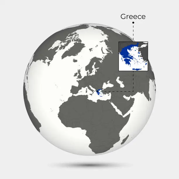 Vector illustration of Map of Greece with Position on the Globe