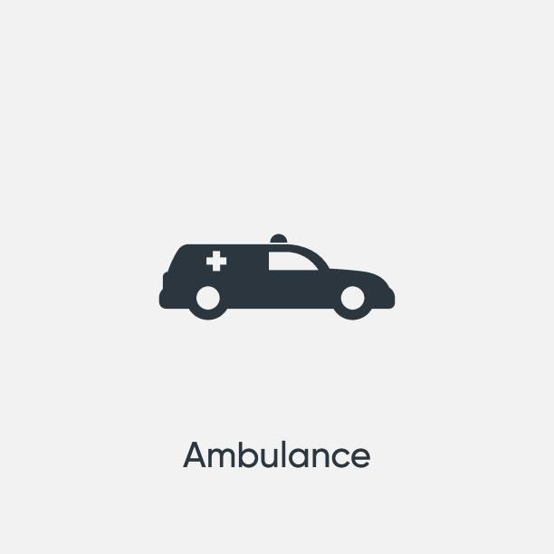 ambulance icon. simple medicine element illustration. - ambulance mini van speed emergency sign stock illustrations