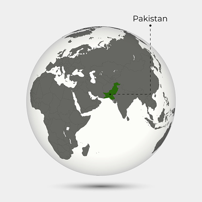 Map of Pakistan with Position on the Globe
