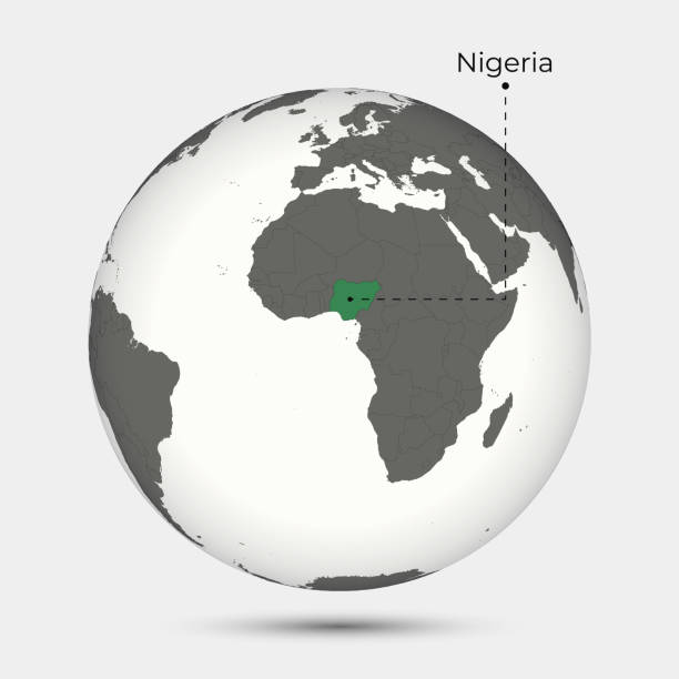 Map of Nigeria with Position on the Globe Map of Nigeria with Position on the Globe oyo state stock illustrations