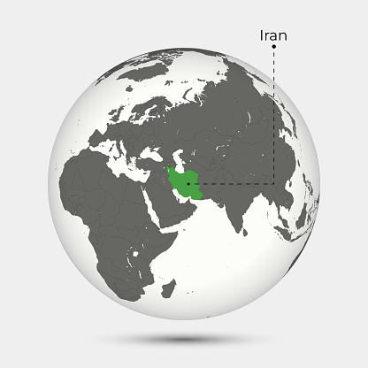 Map of Iran with Position on the Globe
