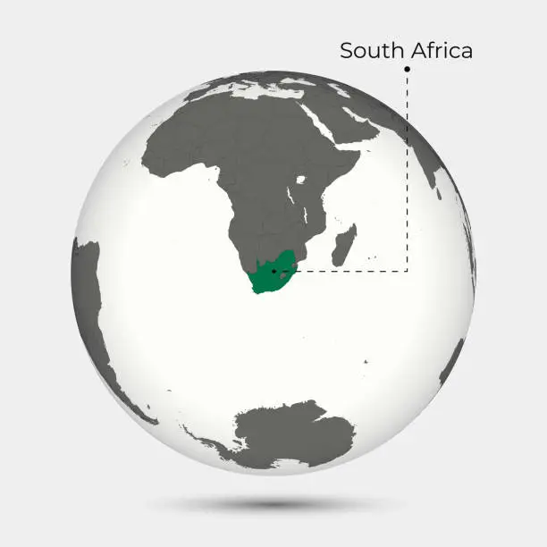 Vector illustration of Map of South Africa with Position on the Globe