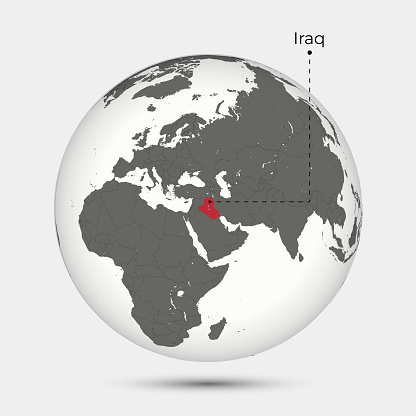 Map of Iraq with Position on the Globe