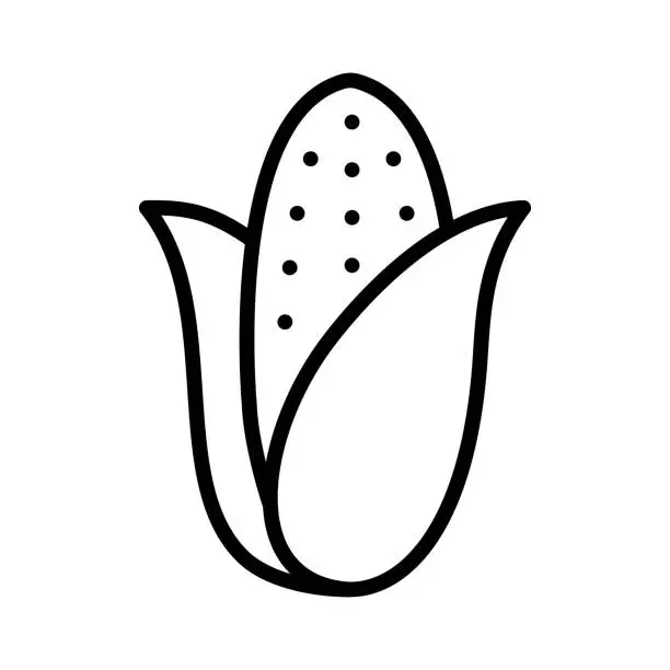 Vector illustration of Corn Single Line Icon