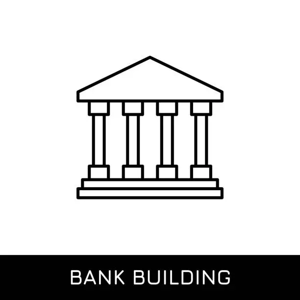 Vector illustration of Bank Building, Museum, Ancient Editable Stroke Vector Line Icon.