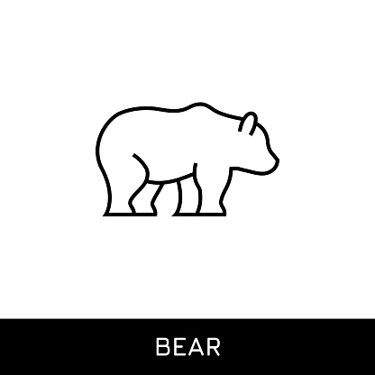 Polar Bear, Bear, Panda, Brown Bear Editable Stroke Vector Thin Line Icon. Vector Illustration. Pixel Perfect. For mobile and web.