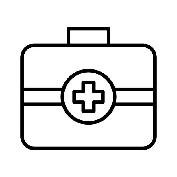 Vector illustration of First Aid Kit Single Line Icon