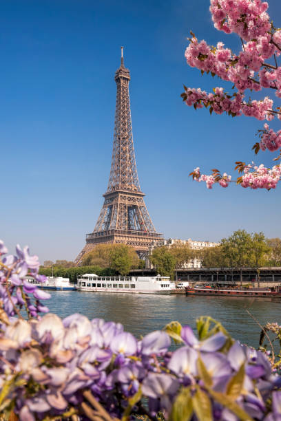 istock Eiffel Tower with boat during spring time in Paris, France 2097459481