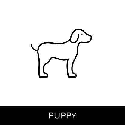Puppy Editable Stroke Single Line Icon Design. Pixel Perfect Vector Icon. Perfect icons for mobile and web