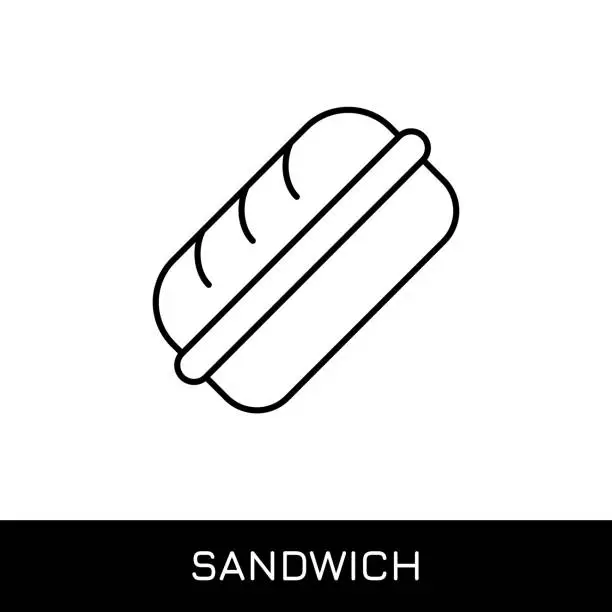 Vector illustration of Sandwich Single Line Icon Design