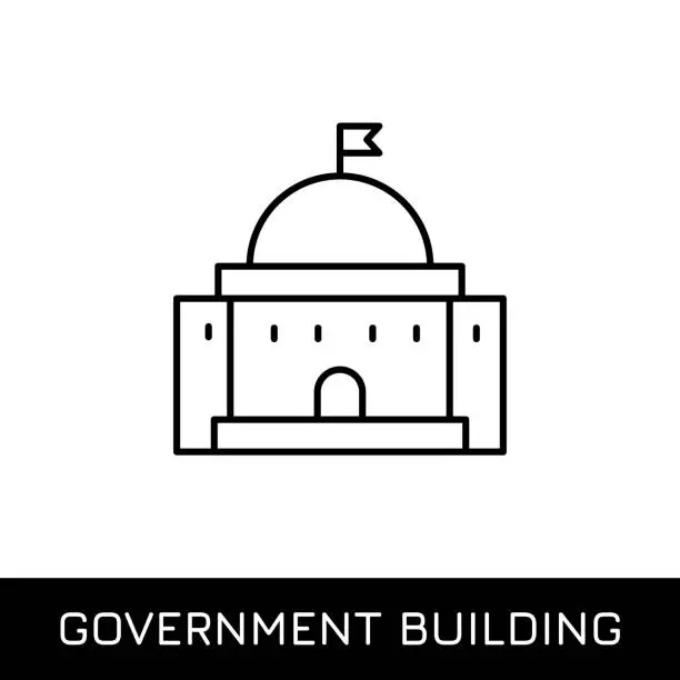 Vector illustration of Government Building Editable Stroke Vector Line Icon.