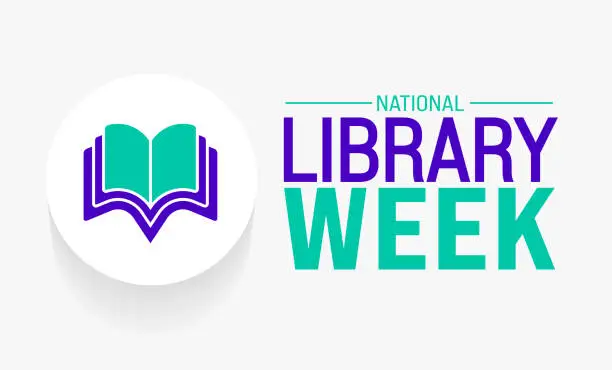 Vector illustration of March is National Library Week background template. Holiday concept. use to background, banner, placard, card, and poster design template with text inscription and standard color. vector illustration.