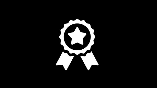 award medal icon black and white color motion animation flat style.