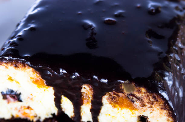 istock Curd cheesecake in chocolate on a plate 2097504136