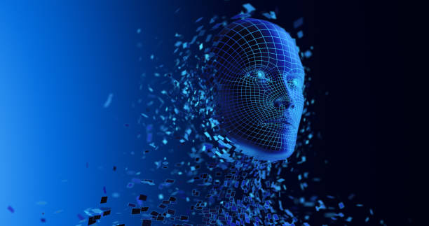Digital Transformation: AI Artificial Intelligence in Human Face Head Digital Transformation: AI Artificial Intelligence in Human Face Head. neural technology stock pictures, royalty-free photos & images