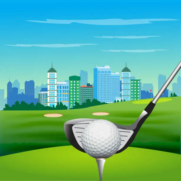 Vector illustration of urban golf course