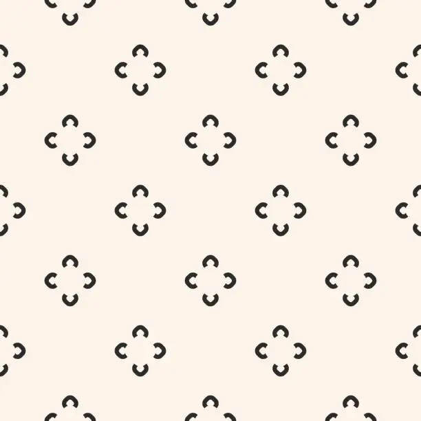 Vector illustration of Simple floral pattern. Vector minimalist seamless texture with flower shapes