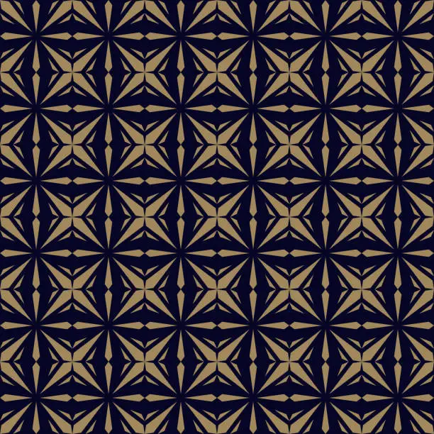 Vector illustration of Abstract geometric seamless pattern. Modern luxury black and gold ornament