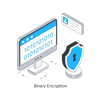 Binary Encryption isometric stock illustration. EPS File stock illustration.