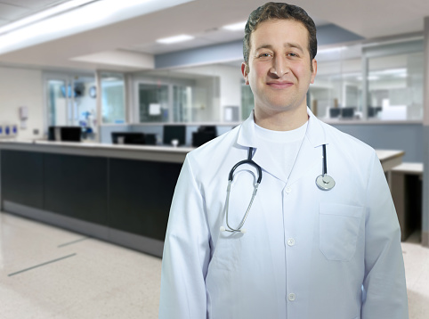 Doctor standing in a hospital corridor