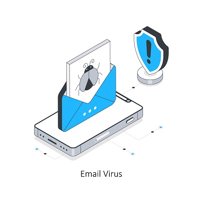 Email Virus isometric stock illustration. EPS File stock illustration.