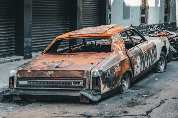 istock Mexico City, Mexico, burned, rusty abandoned car 2097656968
