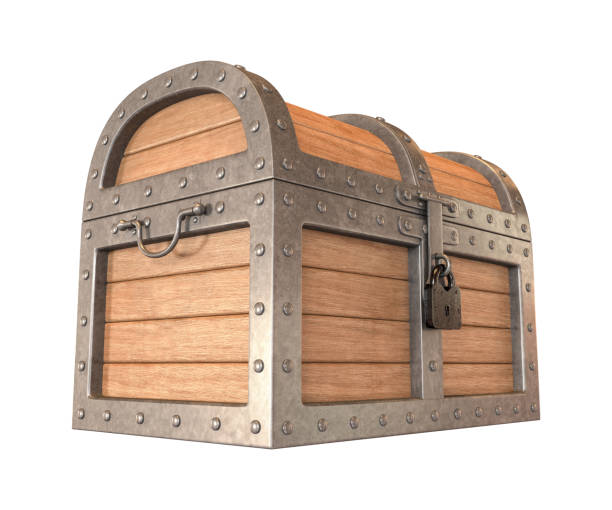 istock Old wooden chest box, 3d render 2097679124
