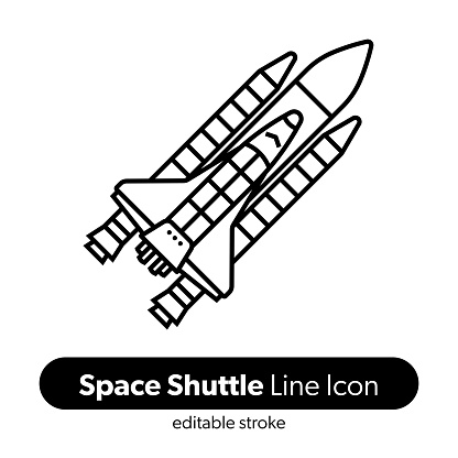 Space Shuttle Line Icon. Editable Stroke Vector Icon.