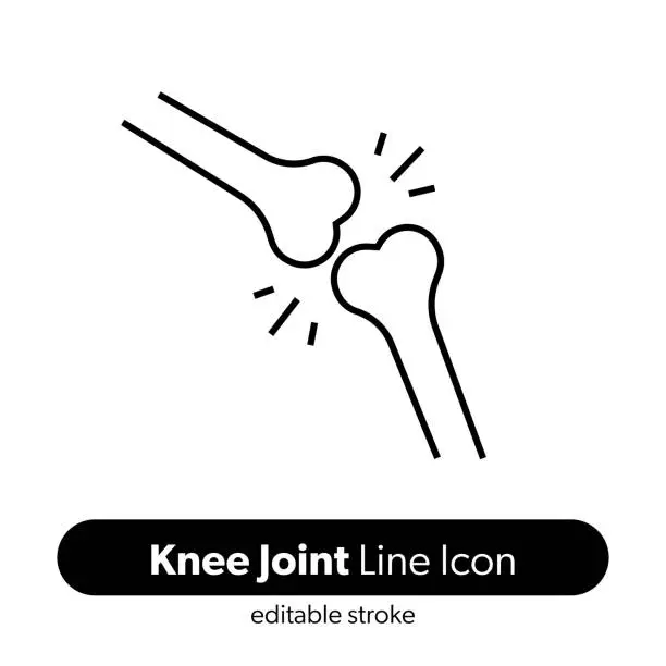 Vector illustration of Knee Joint Line Icon. Editable Stroke Vector Icon.