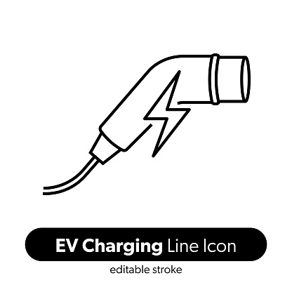 EV Charging Line Icon. Editable Stroke Vector Icon.