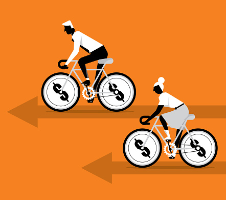 Business people cycling illustration
