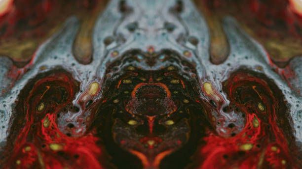 Ink mix paint warp red golden blue foam emulsion