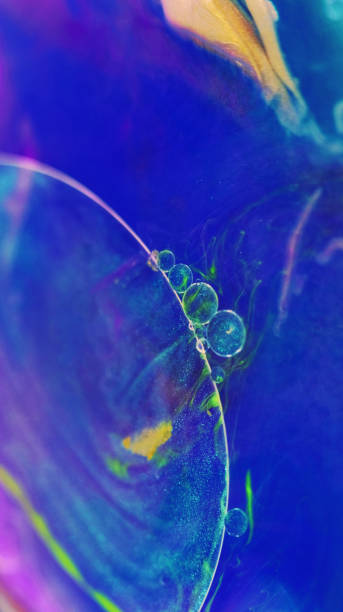 istock Gel bubbles color mist paint water blue oil fluid 2097739621