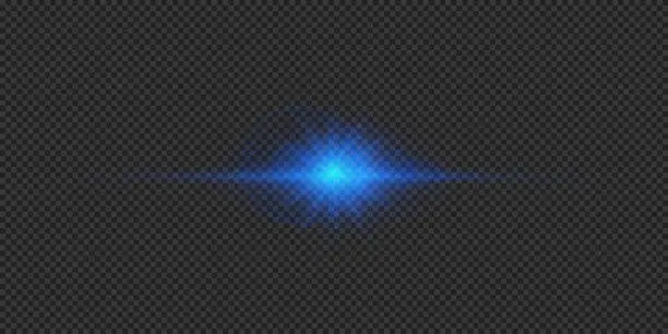 Vector illustration of Blue horizontal light effect of lens flares