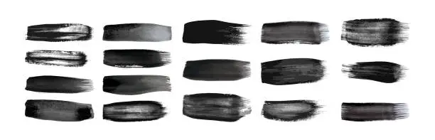 Vector illustration of Set of black hand drawn brush strokes