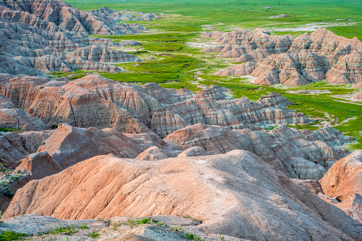 Late afternoon view from Badlands National Park in South Dakota