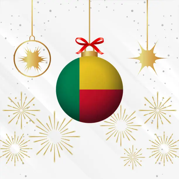 Vector illustration of Christmas Ball Ornaments Benin Flag Celebration