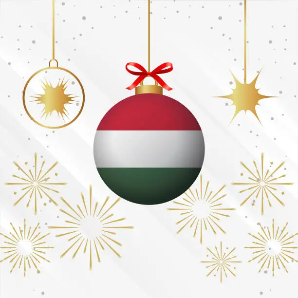 Vector illustration of Christmas Ball Ornaments Hungary Flag Celebration