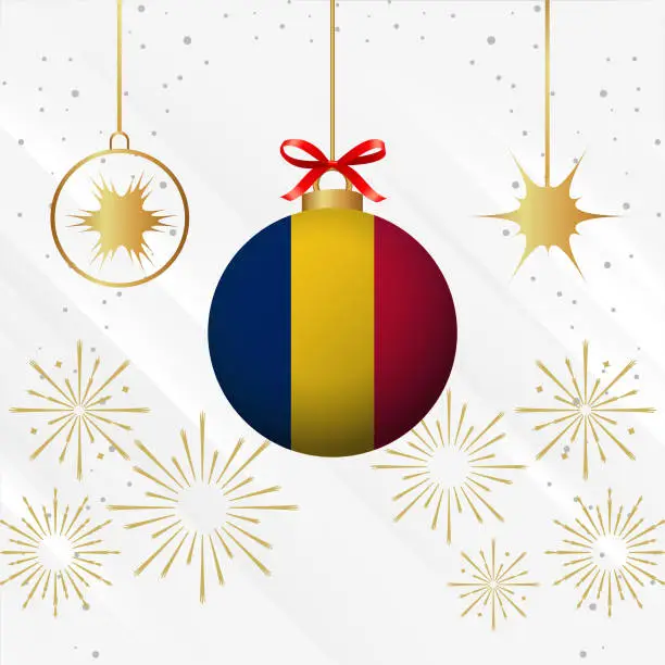 Vector illustration of Christmas Ball Ornaments Chad Flag Celebration