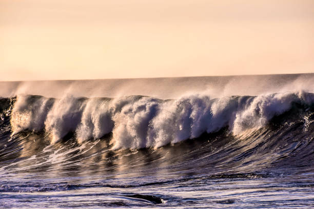 big wave in the ocean - image alternative energy canary islands color image imagens e fotografias de stock